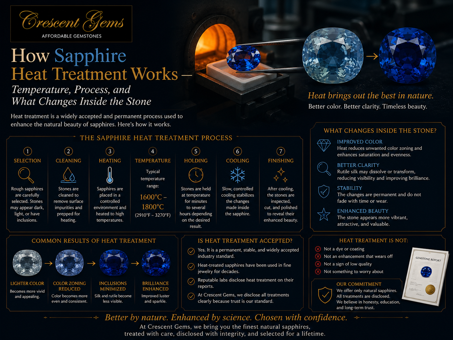 How Sapphire Heat Treatment Works — Temperature, Process, and What Changes Inside the Stone