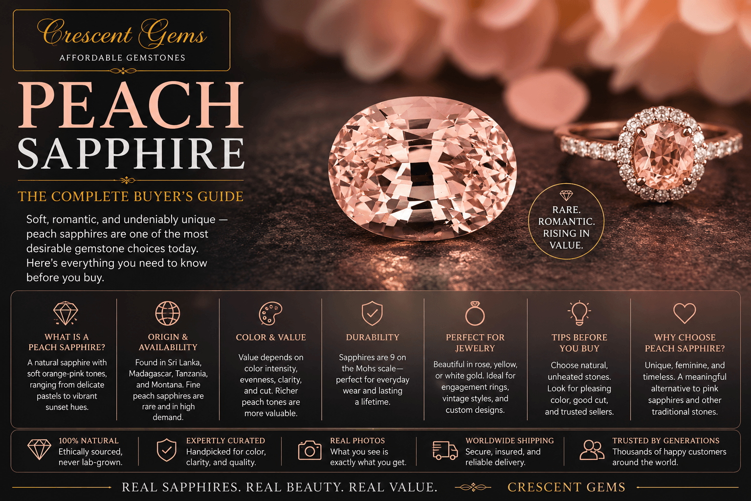 Peach Sapphire — The Complete Buyer's Guide to Color, Origin, and Value