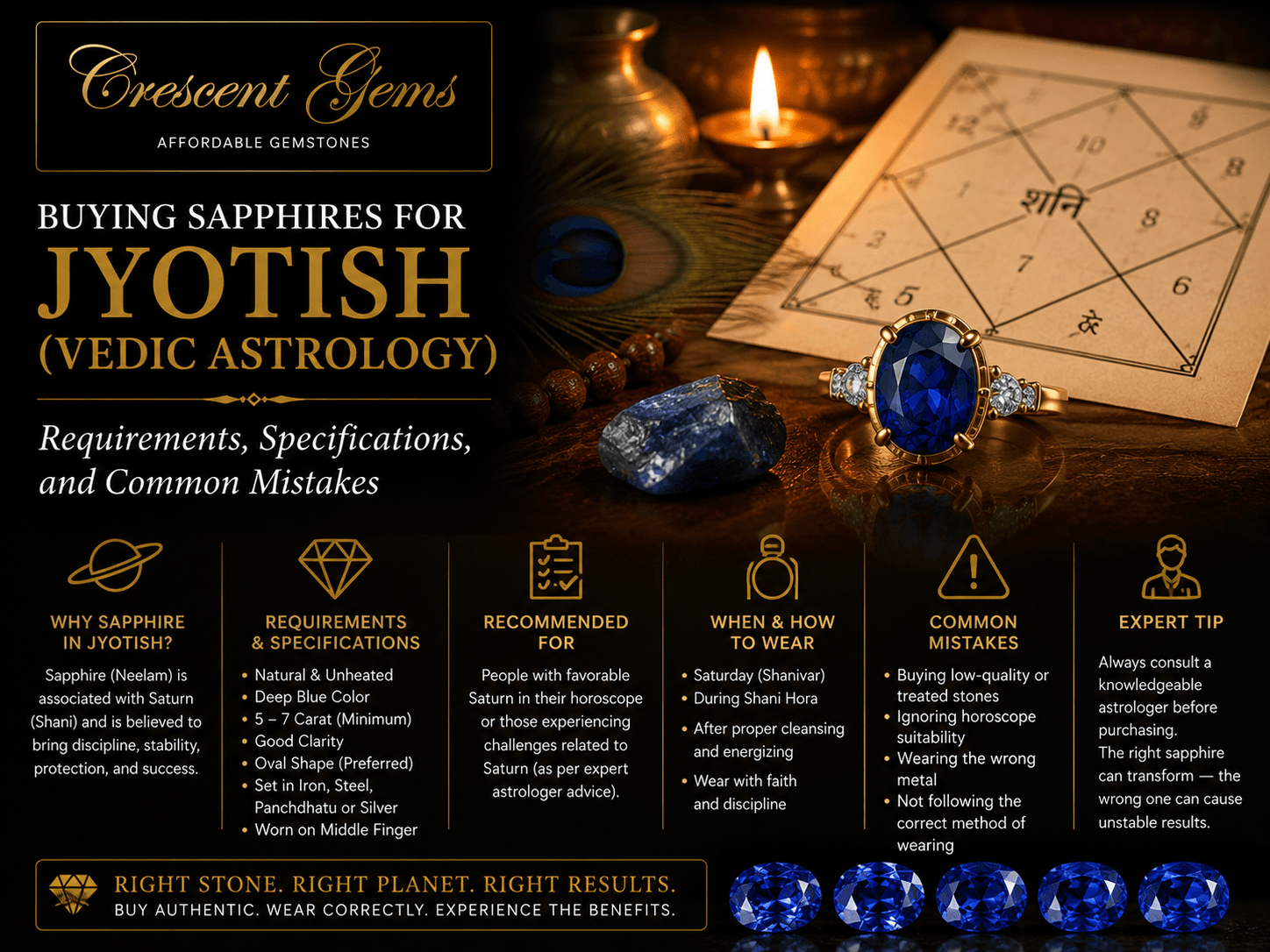 Buying Sapphires for Jyotish (Vedic Astrology) — Requirements, Specifications, and Common Mistakes