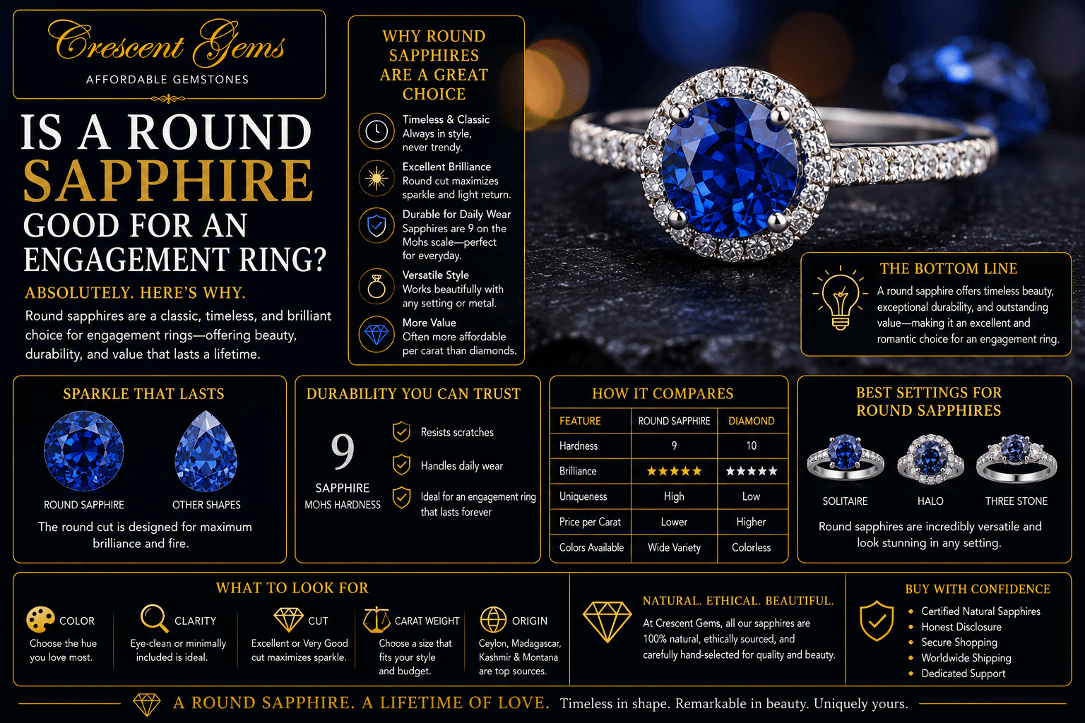Is a Round Sapphire Good for an Engagement Ring?