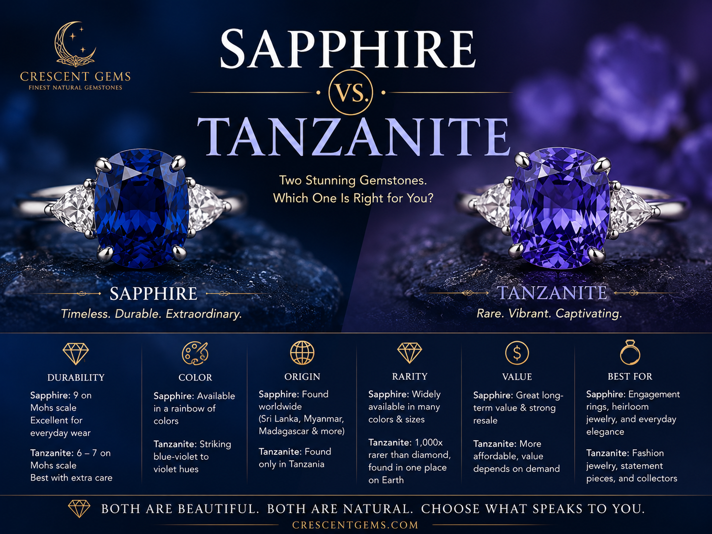 Sapphire vs. Tanzanite