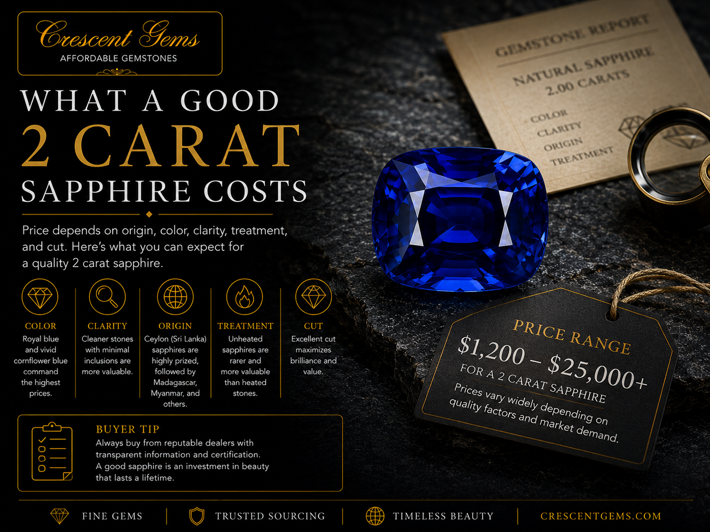 What a Good 2 Carat Sapphire Costs