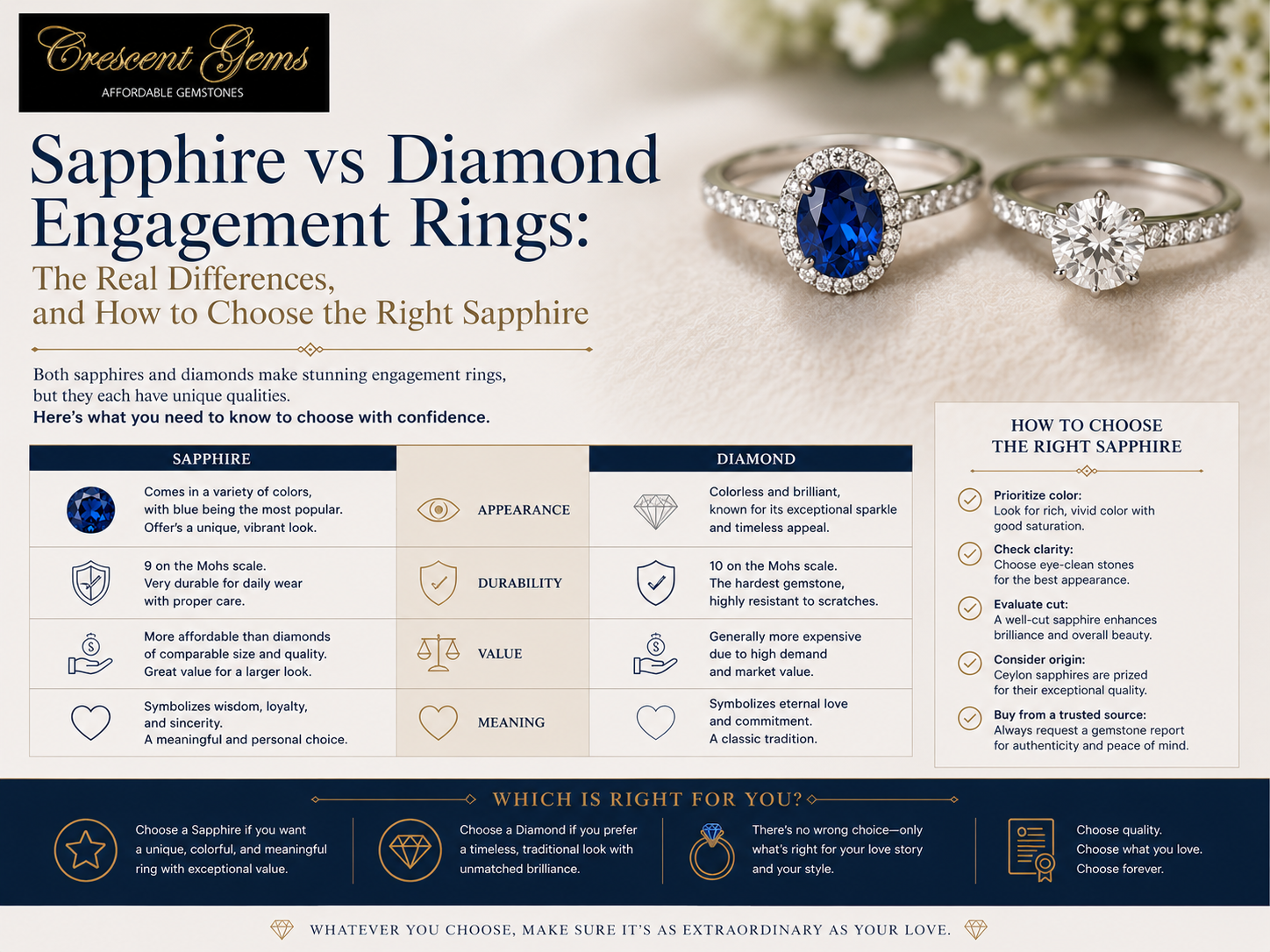 Sapphire vs Diamond Engagement Rings: The Real Differences, and How to Choose the Right Sapphire