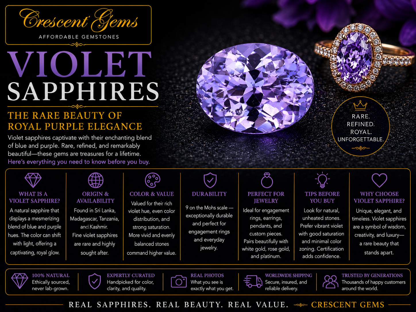 Violet Sapphires: The Rare Beauty of Royal Purple Elegance