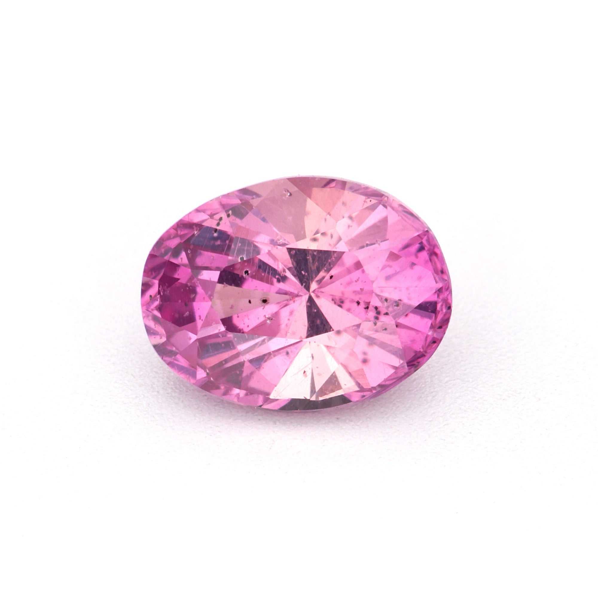 1.05 ct natural untreated Ceylon pink sapphire gemstone with soft pink hue and brilliant cut