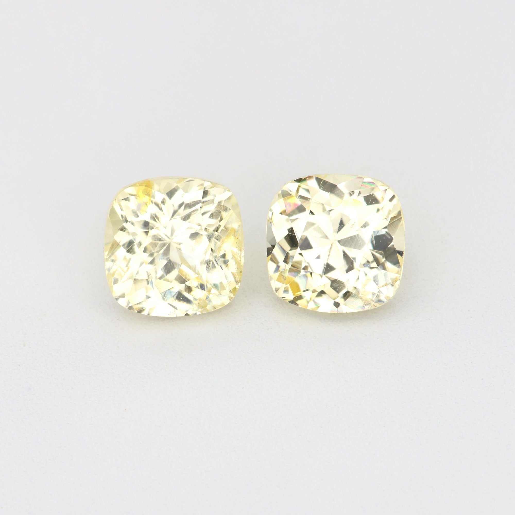 Pair of 1.11 ct unheated natural yellow sapphires with excellent clarity and brilliance