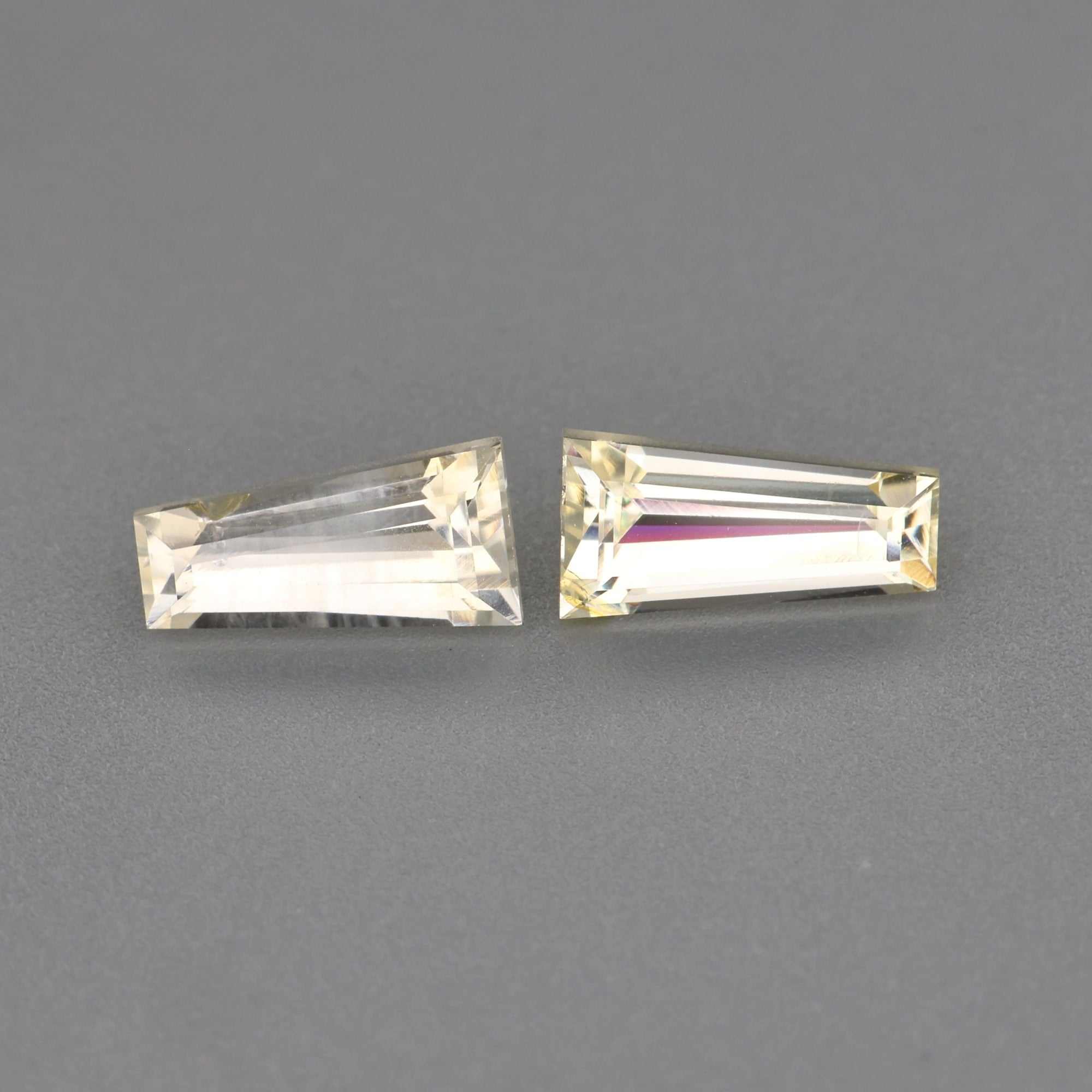 0.88 ctw Tapered Baguette cut Yellow Sapphire ~ matched pair