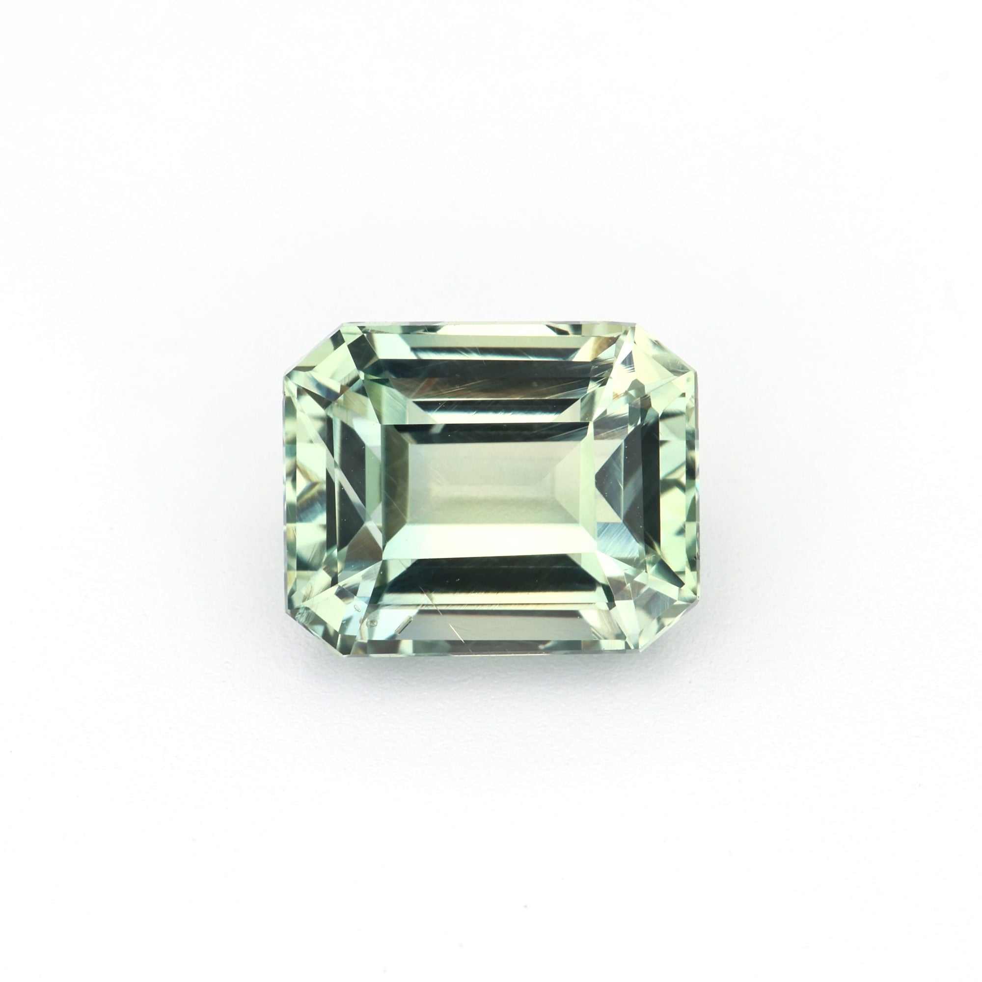 1.81 ct mint green sapphire unheated emerald cut gemstone with brilliant sparkle
