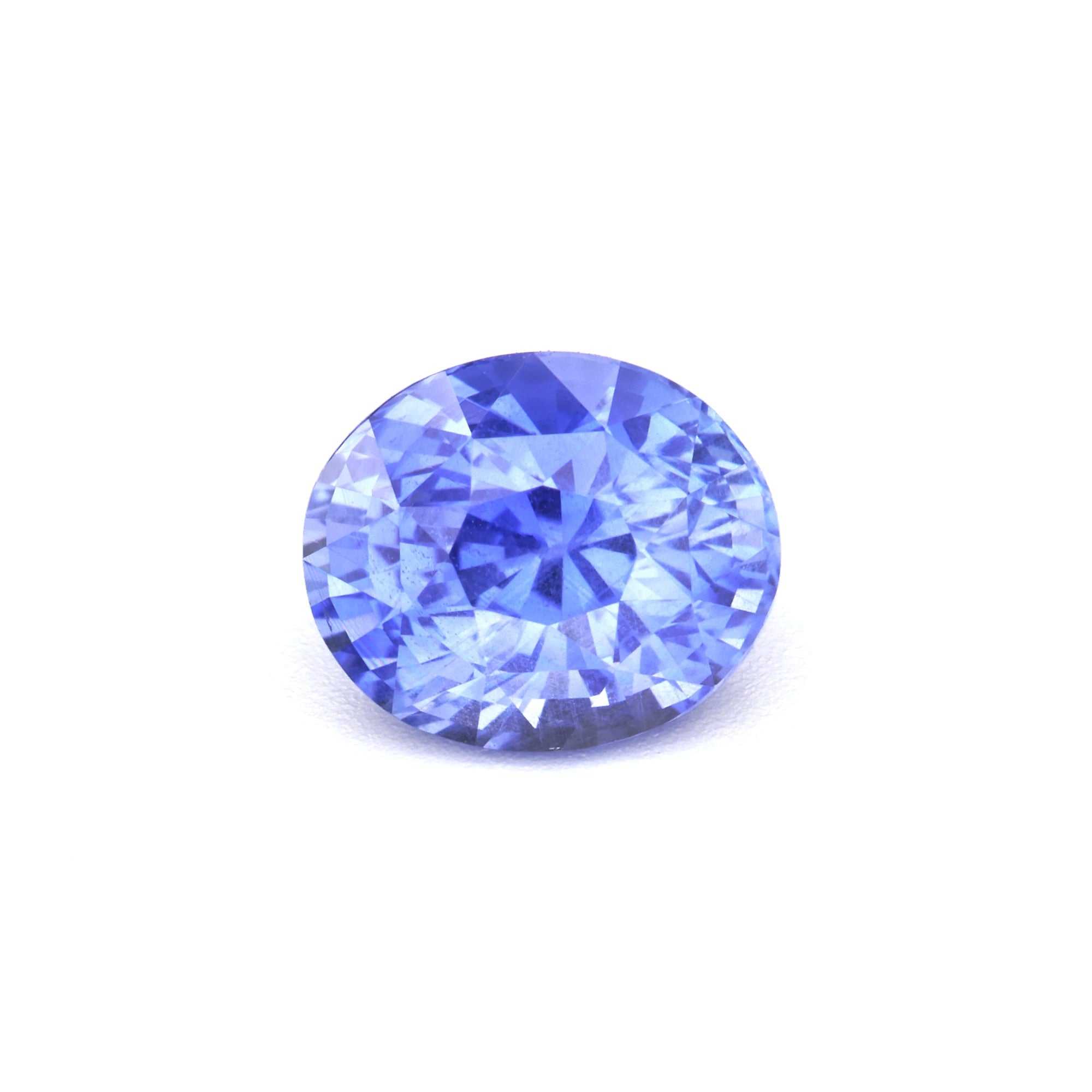 1.28ct unheated Ceylon blue sapphire oval cut gemstone with medium-intense blue hue and excellent transparency