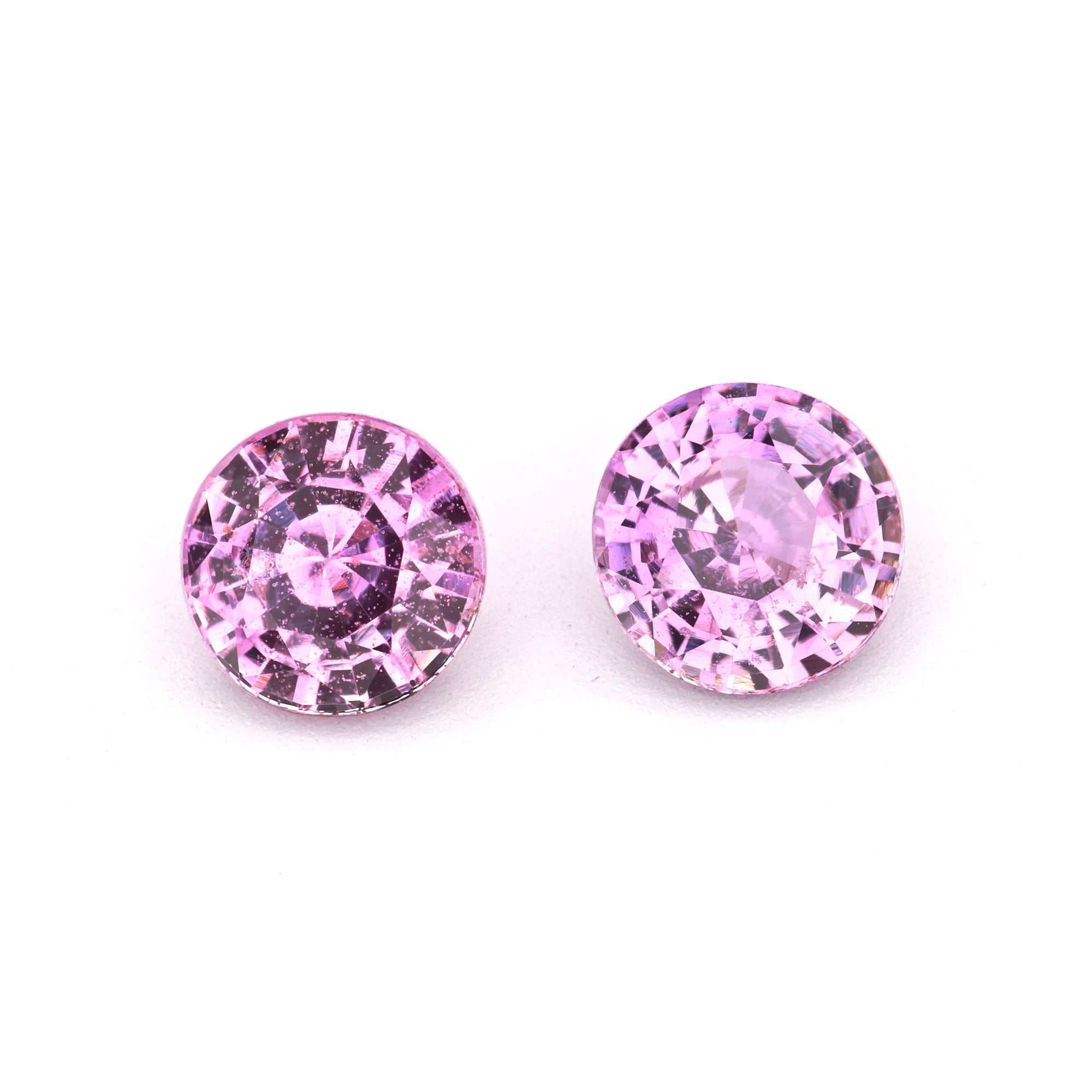 Pair of 1.44 ct unheated natural pink sapphires with excellent clarity and brilliance