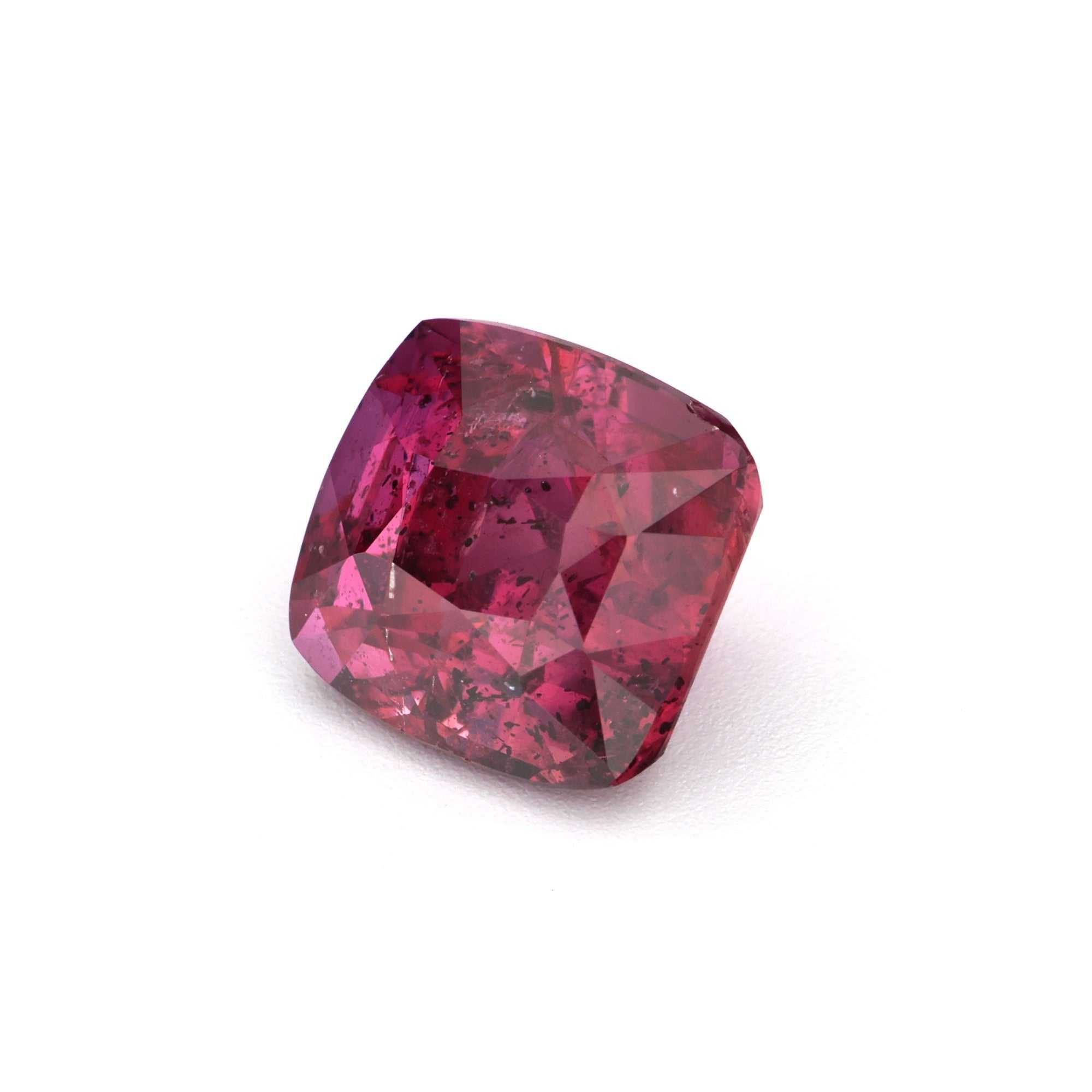 Close-up of a 1.83 ct untreated natural ruby gemstone with rich red color and excellent clarity