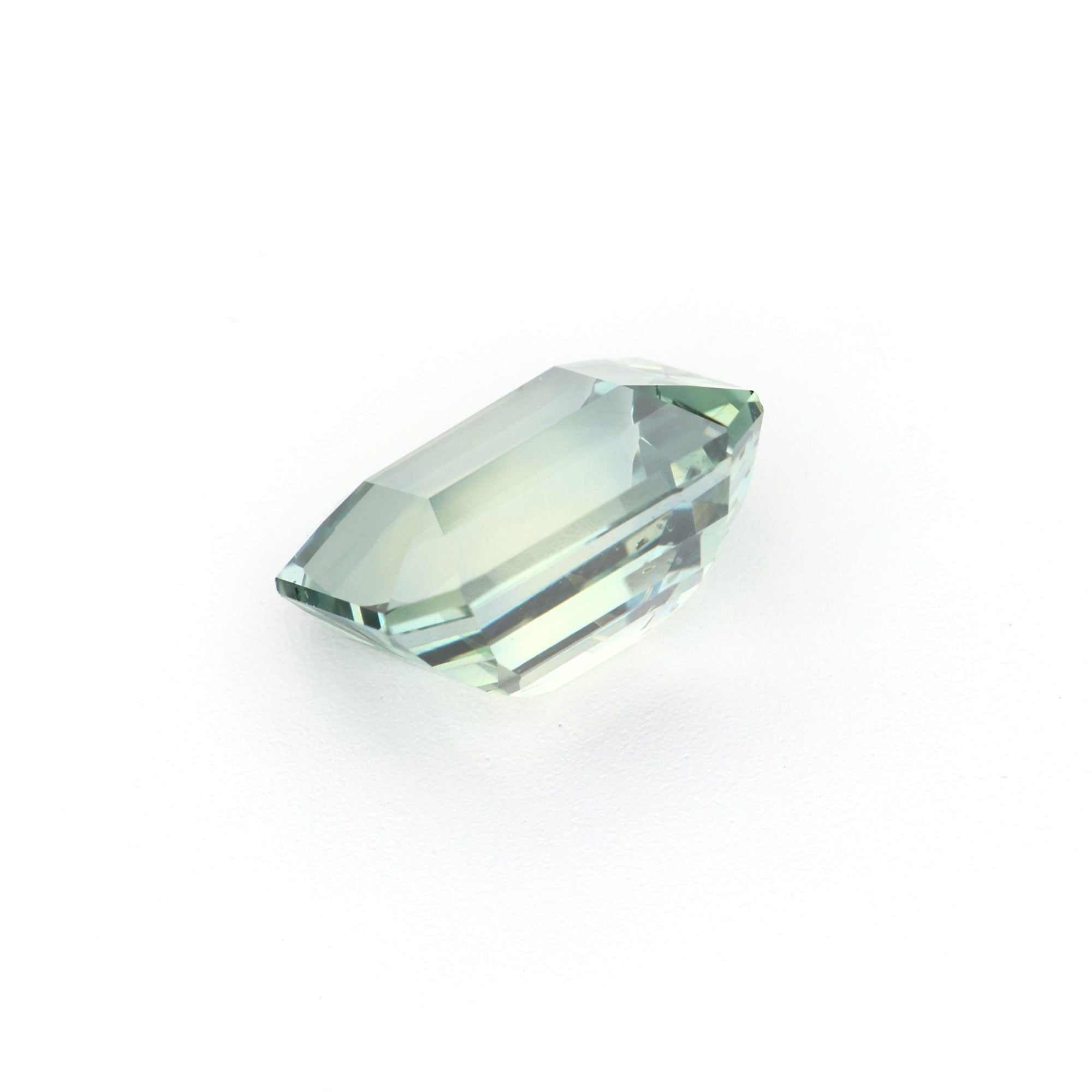 1.81 ct mint green sapphire unheated emerald cut gemstone with brilliant sparkle