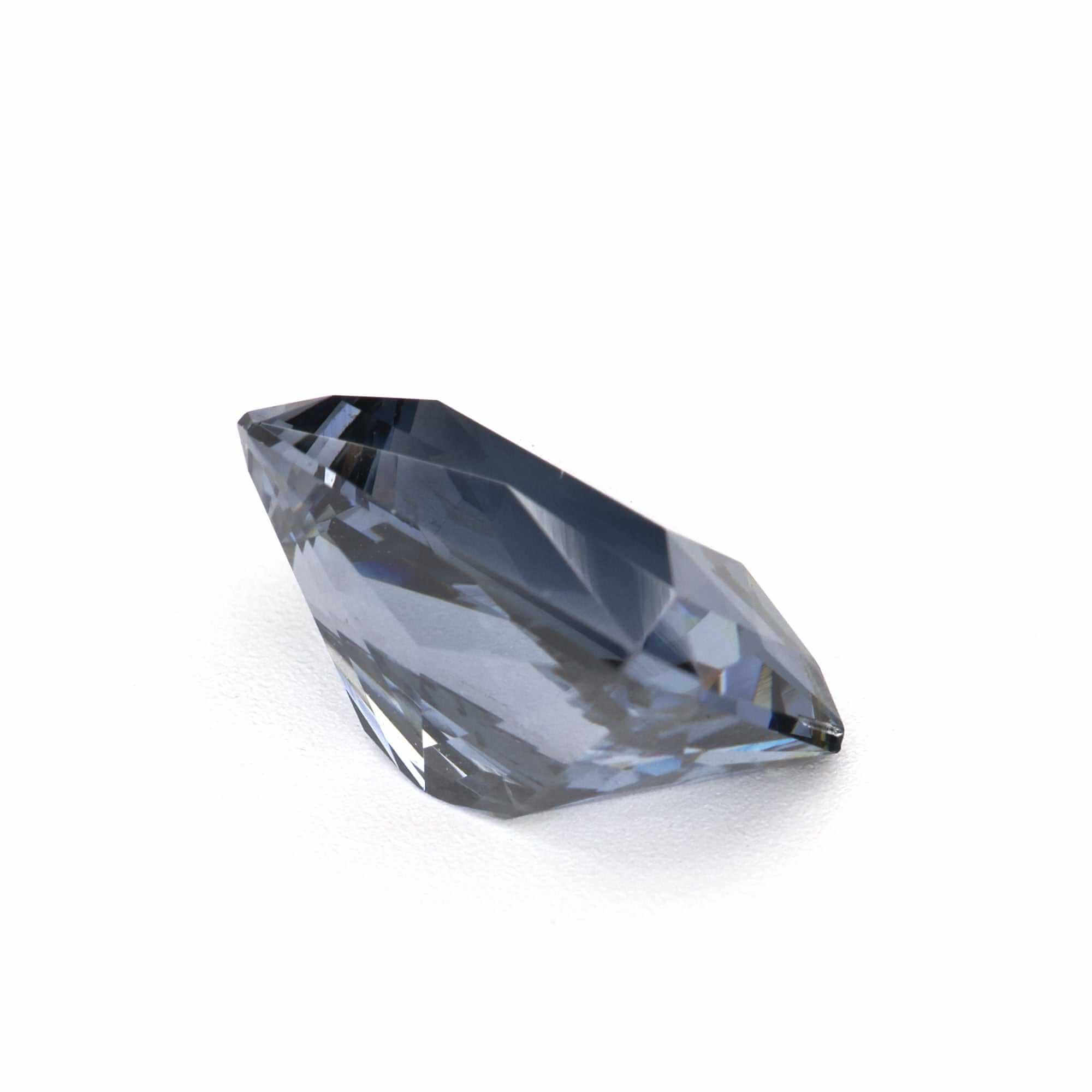 2.65 carat bluish gray natural untreated blue spinel gemstone with excellent clarity and precision cut sparkle