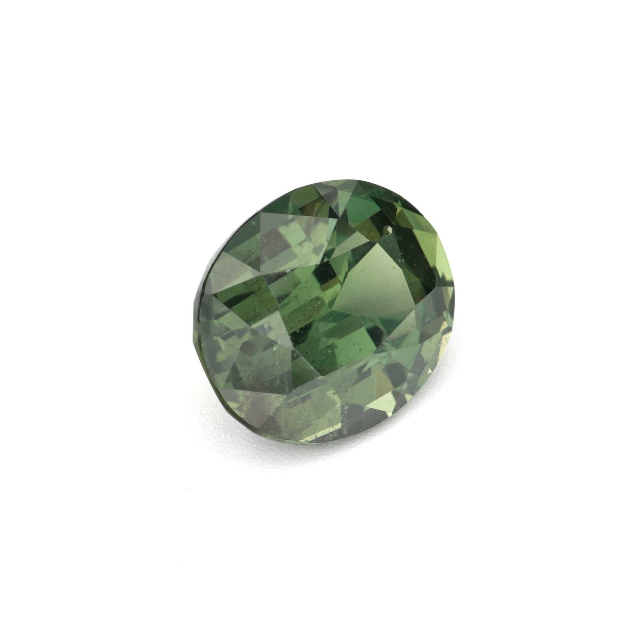 2.086 ct oval green sapphire gemstone with excellent clarity and brilliance from Tanzania
