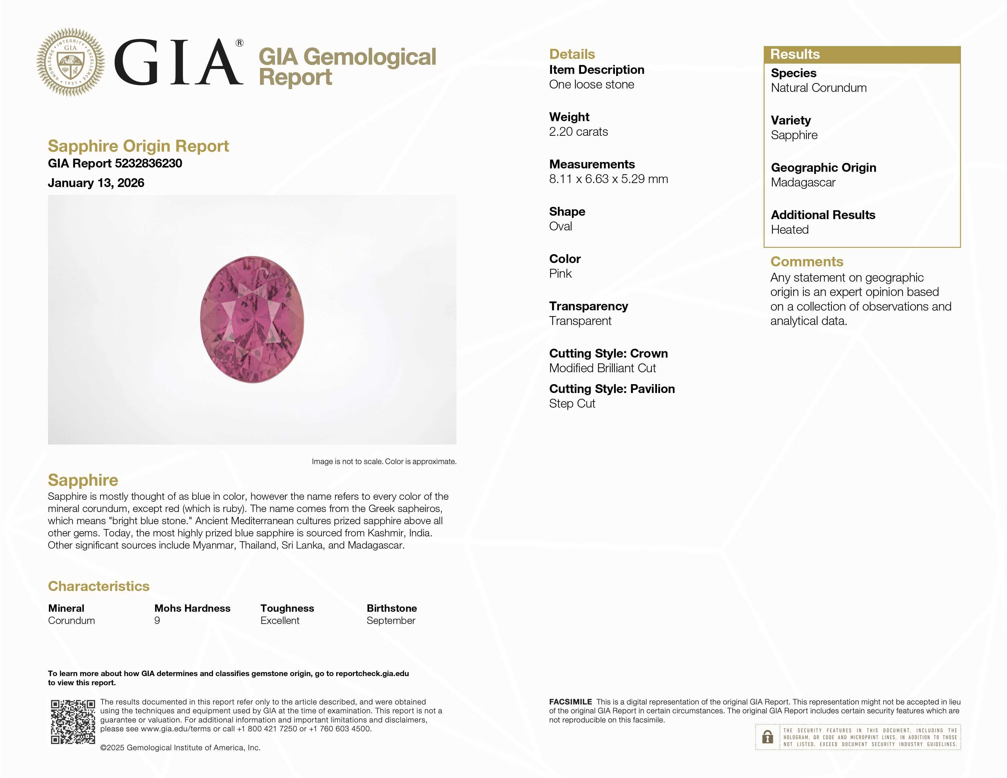 2.20 ct pink sapphire gemstone round brilliant cut with vibrant pink hue and excellent clarity from Ceylon