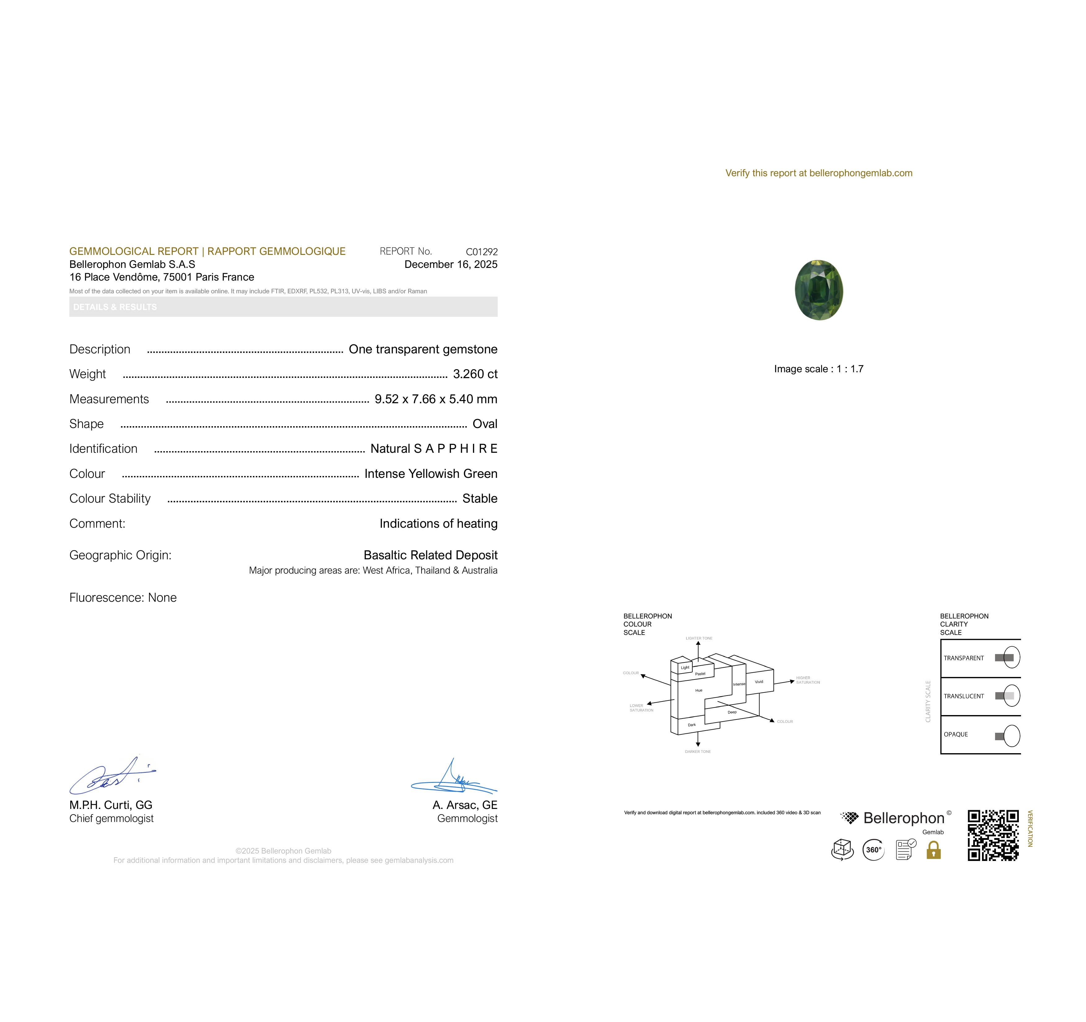 3.26 ct Olive Green Sapphire