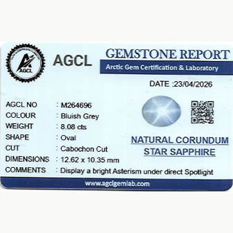 8.08 ct natural gray Ceylon star sapphire with six-ray asterism unheated untreated gemstone