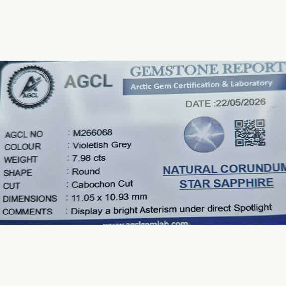 Round Gray Star Sapphire Lab report