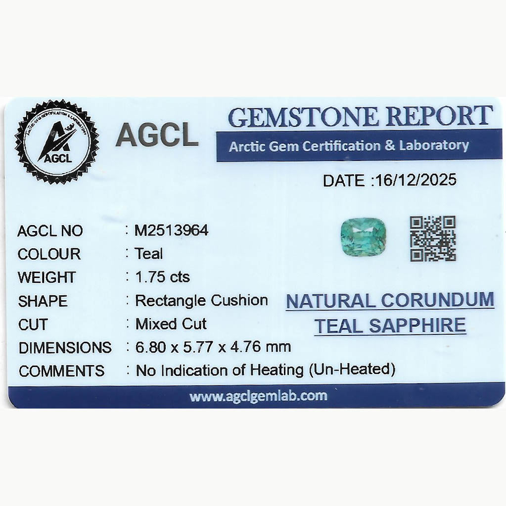 1.75 ct Teal Sapphire ~ Unheated