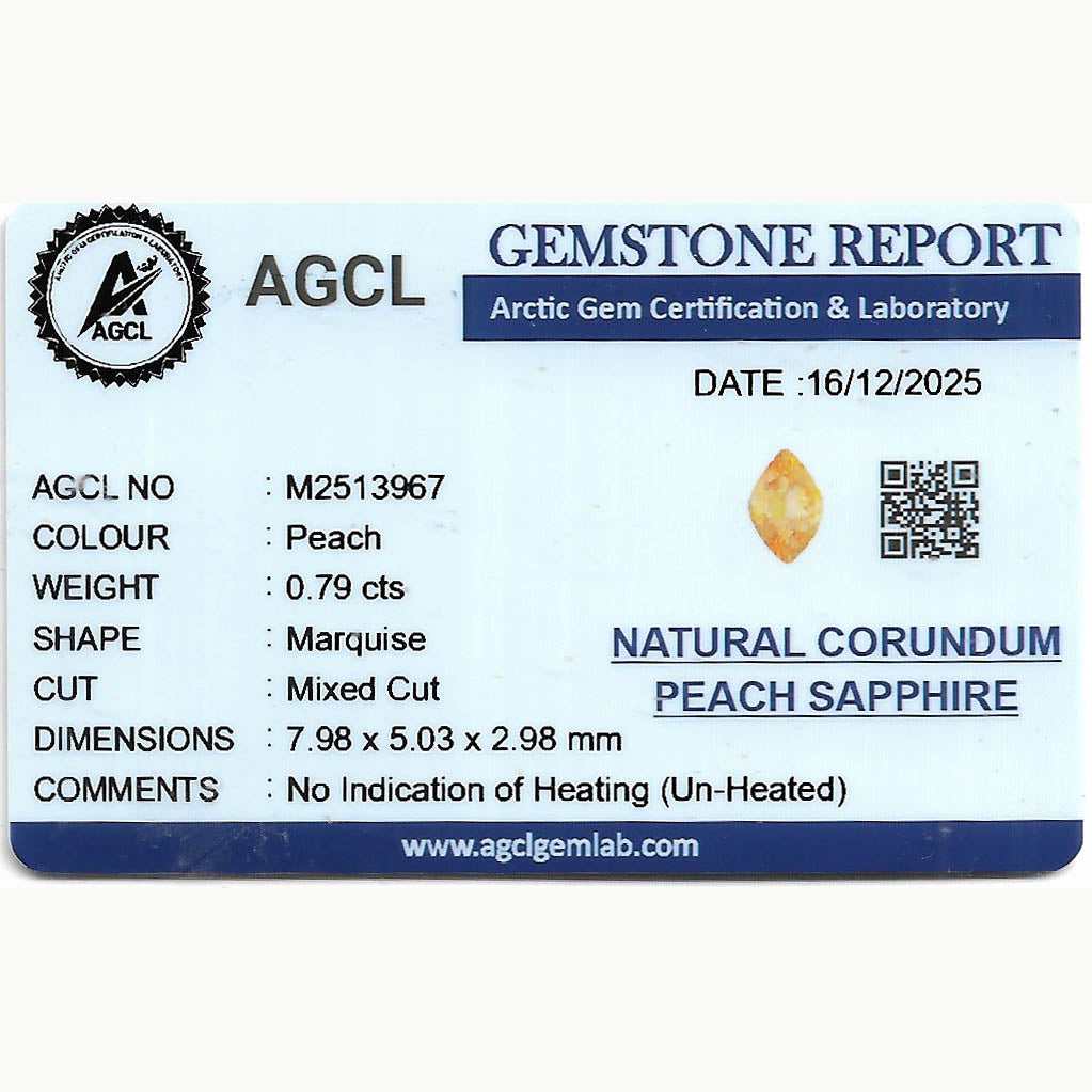 0.79 ct Peach Sapphire ~ unheated