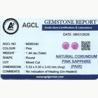 1.44 ct Pink Sapphire Pair ~ Unheated