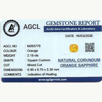 Orange Sapphire with rich golden-orange tones and exceptional clarity