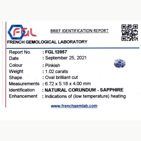 1.02 ct Pink Sapphire