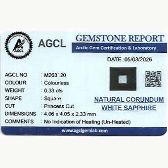 0.33 ct natural white sapphire gemstone with brilliant sparkle and diamond-like clarity