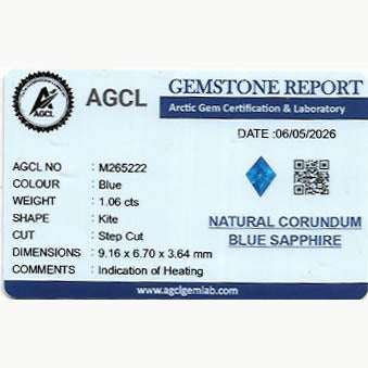 1.06 ct Kite-Shaped Ceylon Blue Sapphire