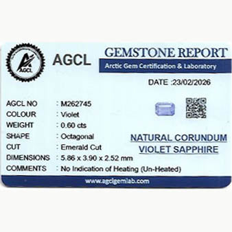 0.60 ct Purple Sapphire ~ Unheated