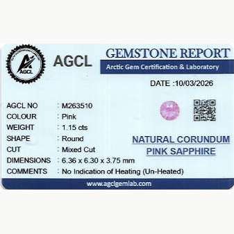 1.15 ct natural untreated pink sapphire gemstone with vibrant pink hue and excellent clarity