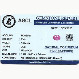 1.05 ct Natural Ceylon Pink Sapphire ~ Untreated