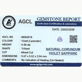 0.58 ct Violet Sapphire ~ Unheated