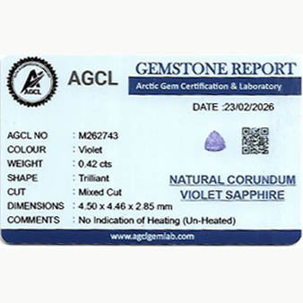 0.42 ct Purple Sapphire ~ Unheated