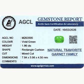1.86 carat tsavorite garnet with vibrant forest green color and excellent brilliance