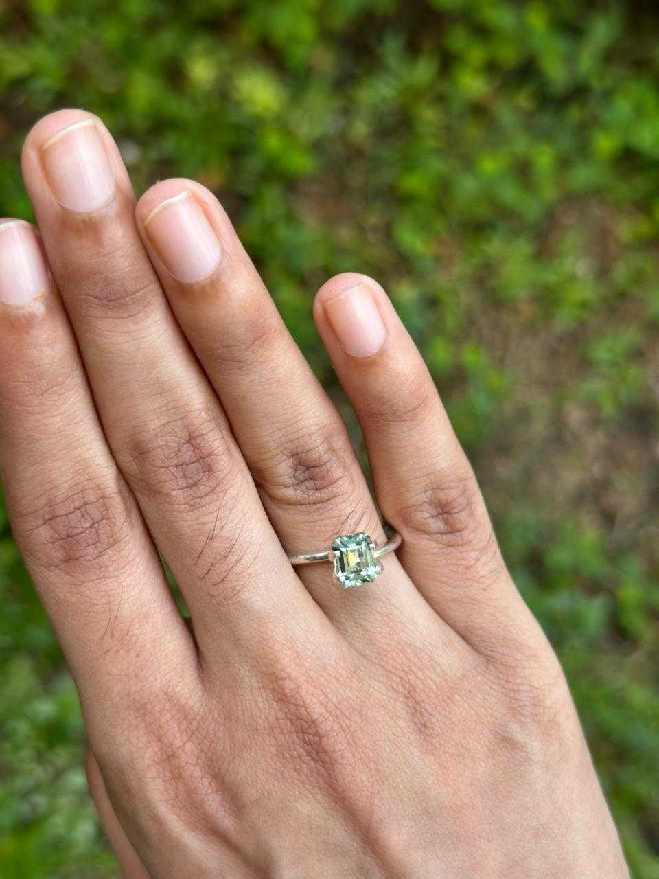 1.81 carat unheated mint green sapphire emerald cut gemstone with brilliant sparkle