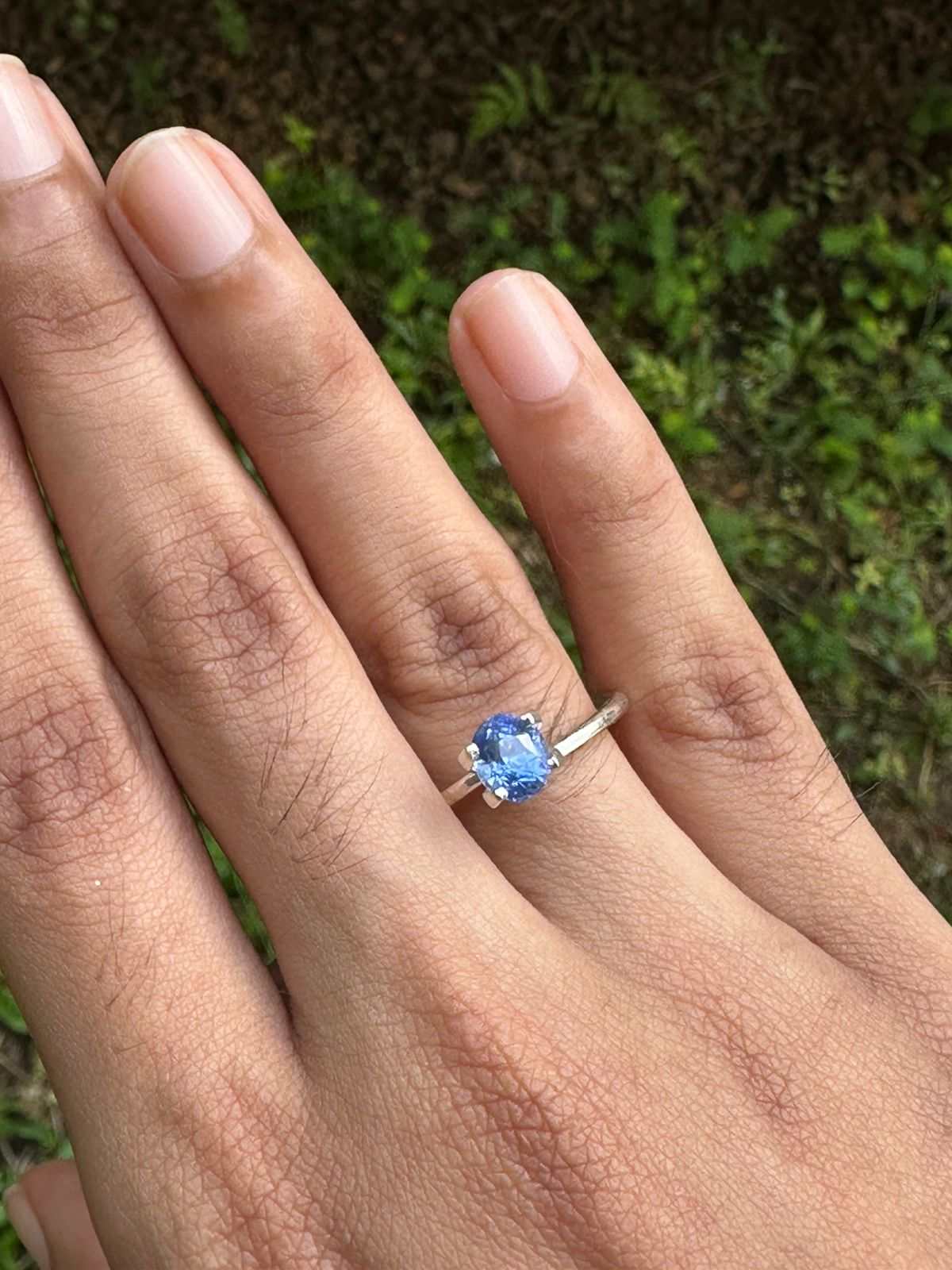 1.28ct unheated Ceylon blue sapphire oval cut with brilliant transparency and medium-intense blue hue