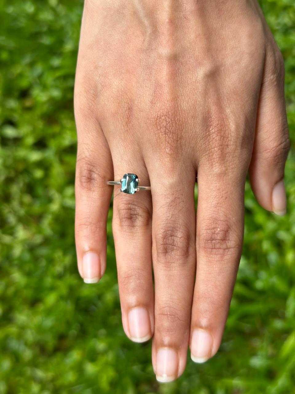 1.30 ct cushion unheated teal sapphire