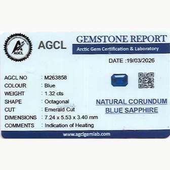 1.32 carat dark blue sapphire gemstone with deep blue hue and excellent clarity