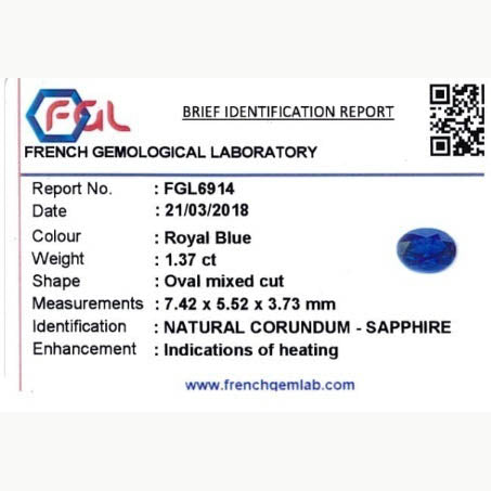 1.37ct Blue Sapphire