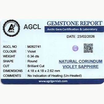 0.34 ct Violet Sapphire ~ Unheated