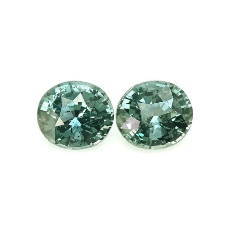 Pair of 1.50 ctw natural untreated teal sapphires with excellent clarity and brilliant cut for custom jewelry designs
