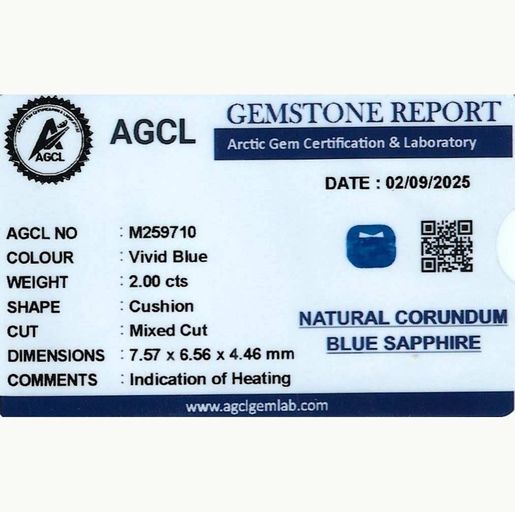 2.00 carat vivid blue sapphire from Sri Lanka with excellent clarity and brilliance, ideal for fine jewelry and engagement rings