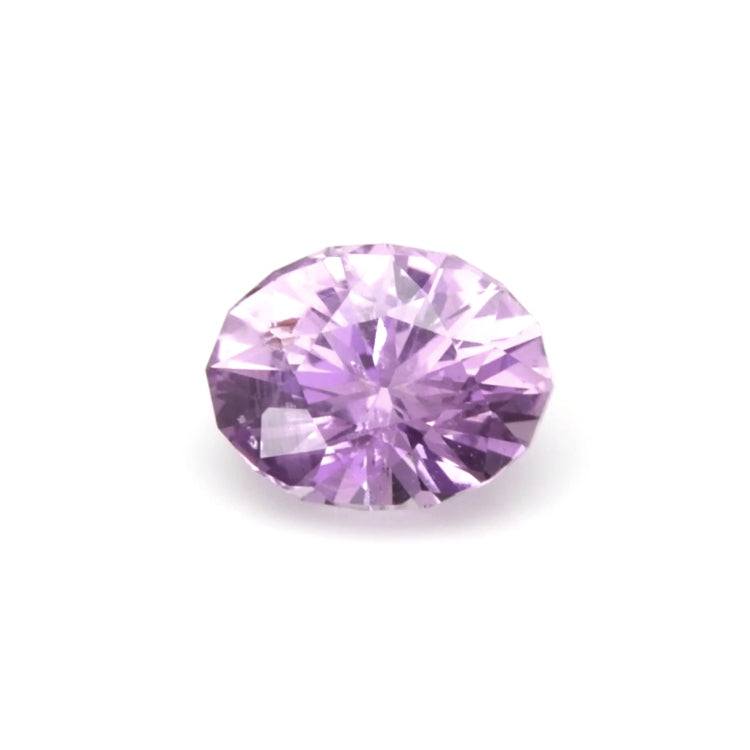 1.02 ct oval pink sapphire gemstone with brilliant mixed cut and pale pink hue