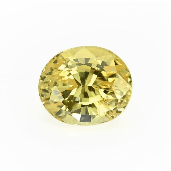 1.71 ct untreated yellow sapphire gemstone with natural golden hue and excellent clarity