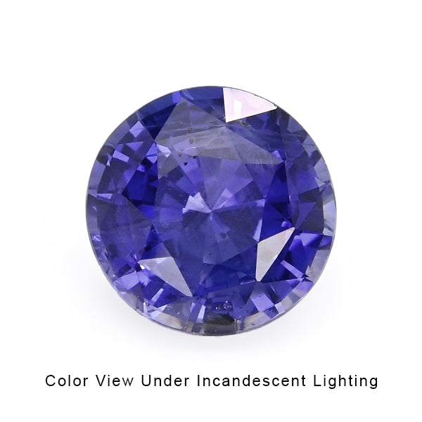 5.39-carat unheated color-change blue sapphire gemstone with excellent clarity and brilliant round cut
