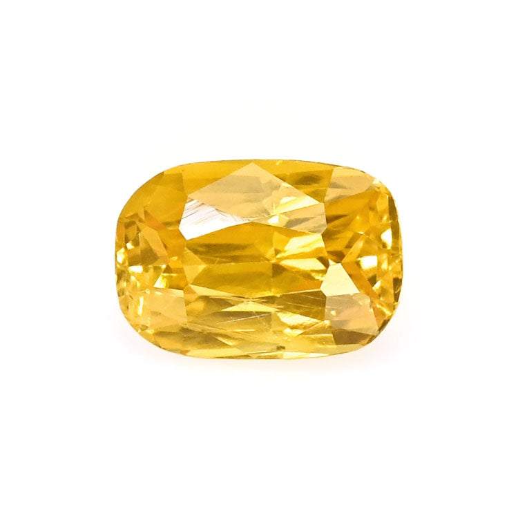 1.31 ct cushion-cut golden yellow sapphire with brilliant sparkle and excellent clarity