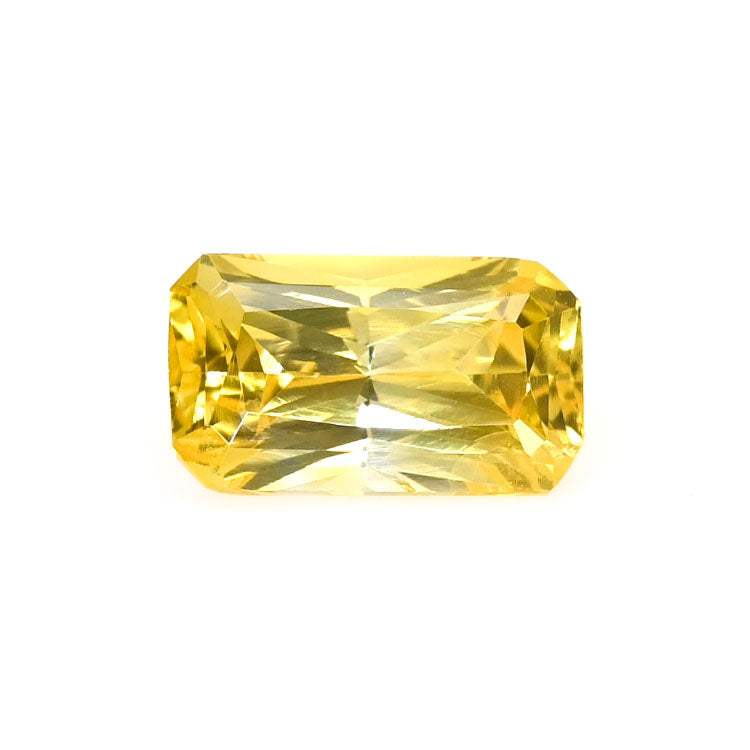 1.00 ct yellow sapphire gemstone with radiant cut and vibrant golden hue