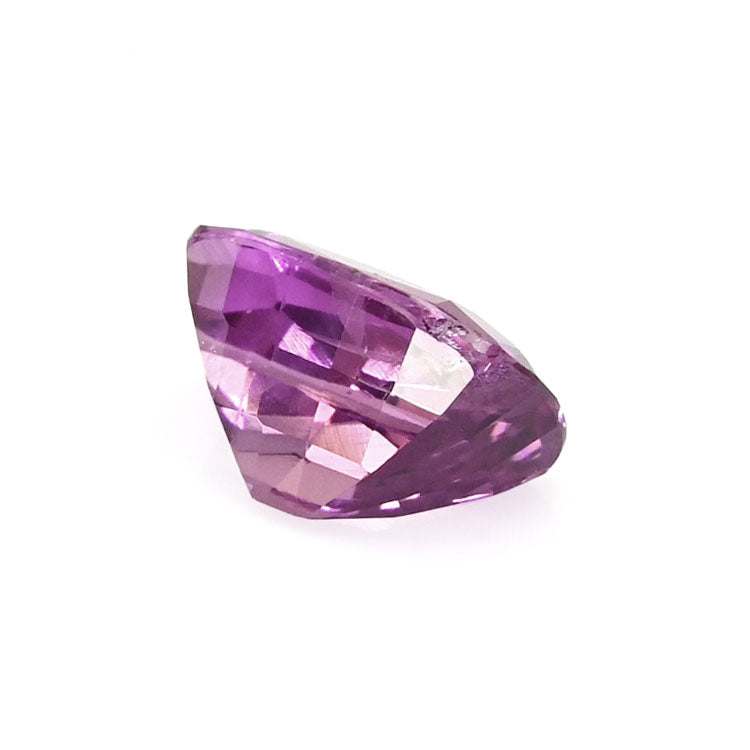 1.05 ct pink sapphire cushion cut gemstone with brilliant pink hue and excellent clarity