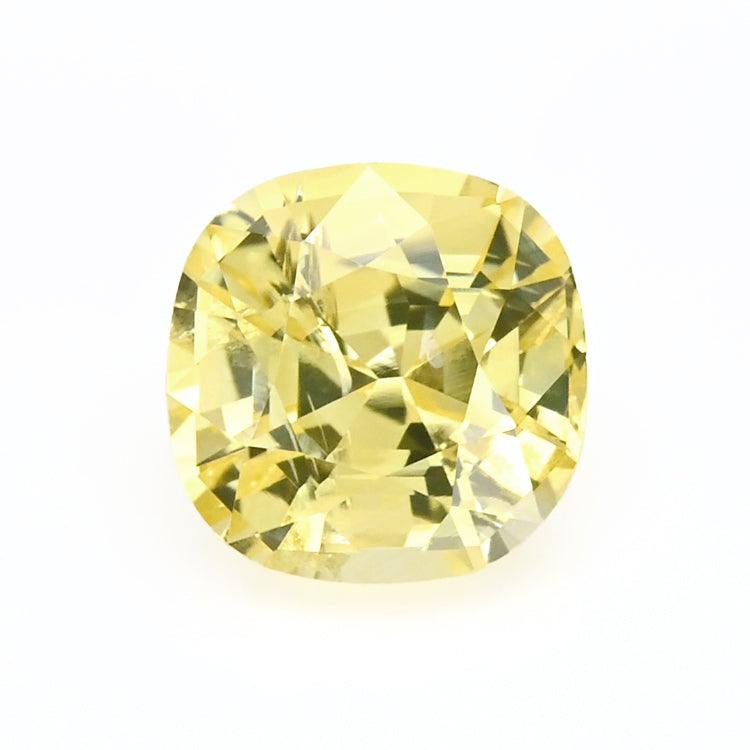 2.70 ct untreated yellow sapphire square cushion cut with brilliant faceting and natural golden hue